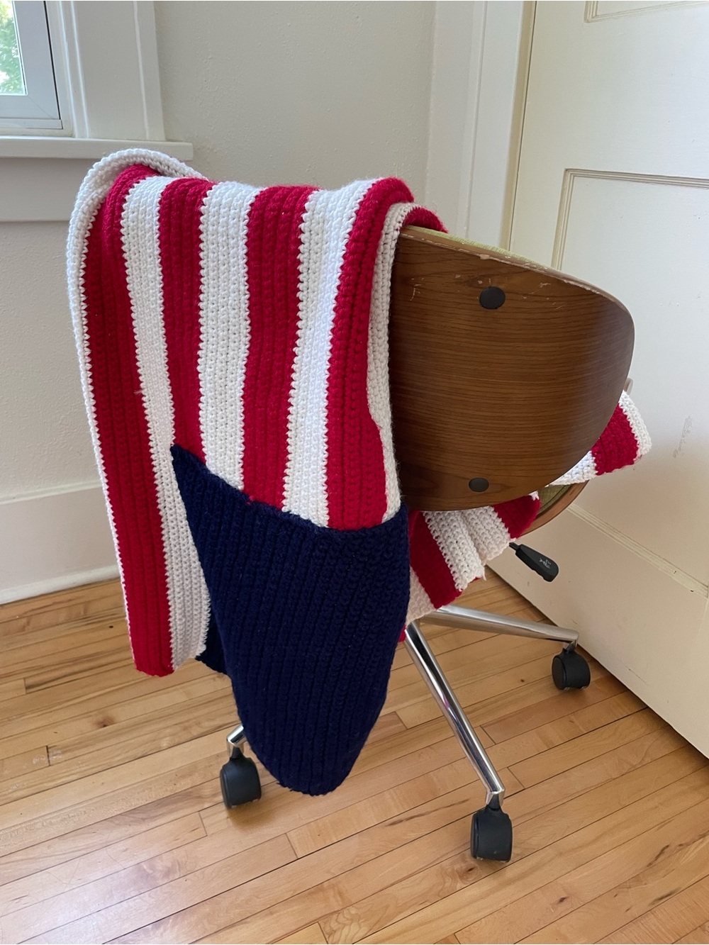 Handmade American flag crochet blanket